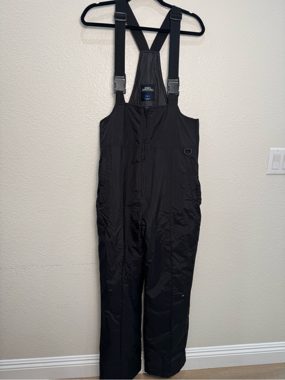 Sport Essentials Men’s L Snow Bib Pants Black Insulated Waterproof Ski Snowboard